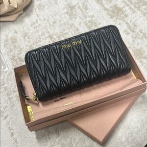 Miu Miu Black Quilted Leather Wallet